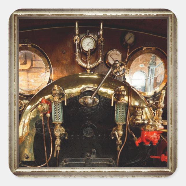 Steam Engine Cab Square Sticker (Front)