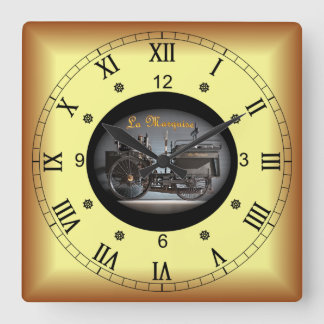 Steam Engine Car~De Dion-Bouton La Marquise~1884~ Square Wall Clock