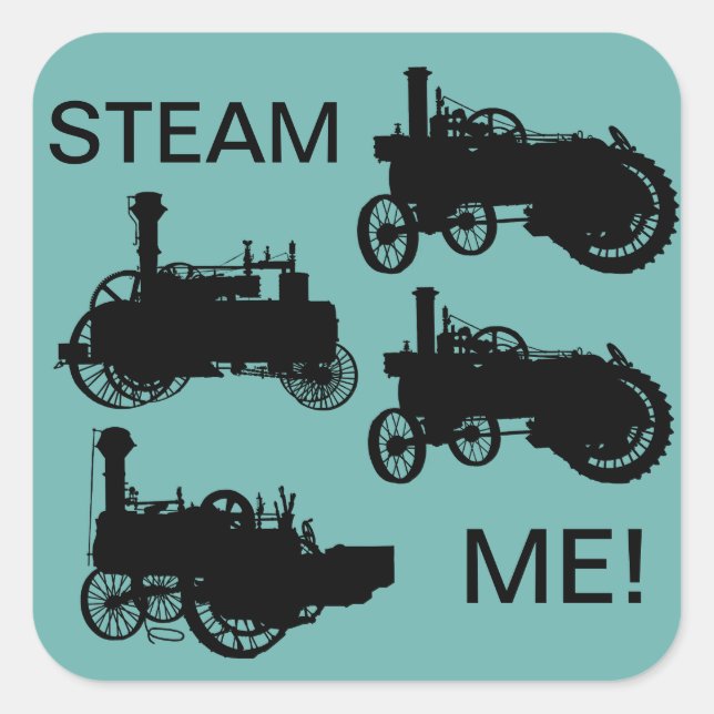 Steam Engine Farm Tractor Traction Farming Antique Square Sticker (Front)