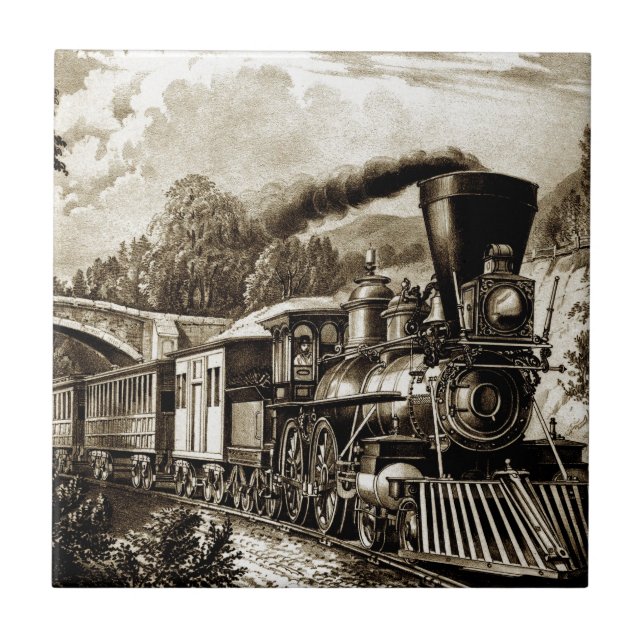 Steam engine locomotive history tile (Front)