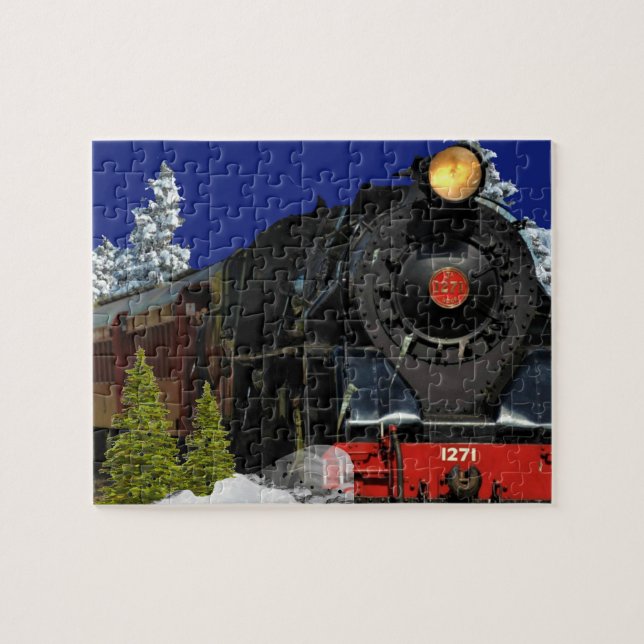 Steam Engine Locomotive/Train in Winter Puzzle (Horizontal)