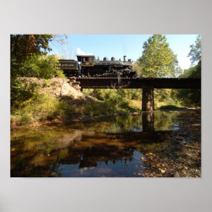 Steam Engine on Trestle Poster