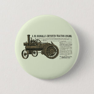 STEAM ENGINE TRACTION ENGINE FARM TRACTOR FARM 6 CM ROUND BADGE