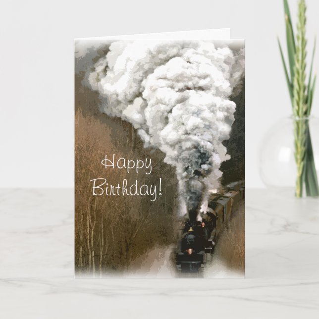 Steam Engine Train Birthday Card (Front)