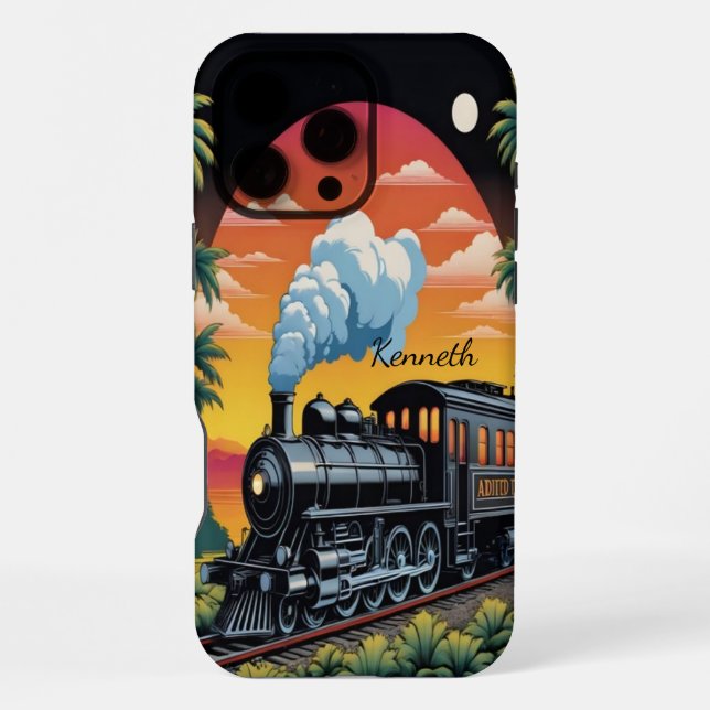 Steam Engine Train Sunset iPhone Case (Back)