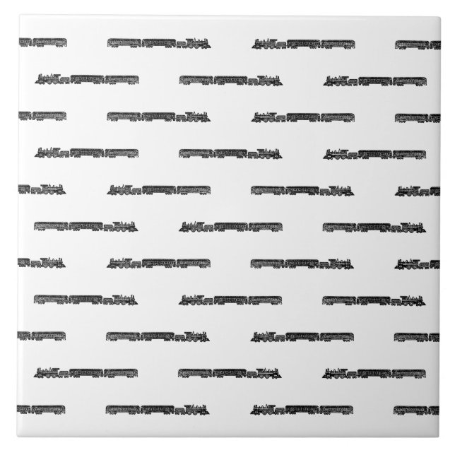 Steam Engine Train with Train Cars CUSTOM \COLOR Tile (Front)