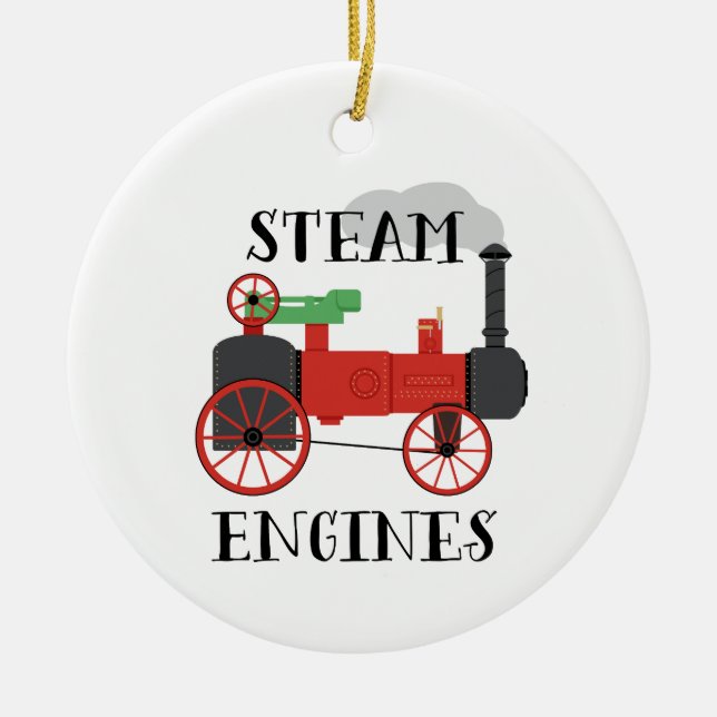 Steam Engines Ceramic Tree Decoration (Front)