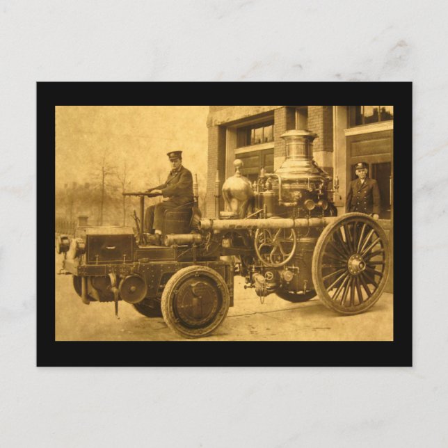 Steam Fire Engine Pumper Truck Vintage Postcard (Front)