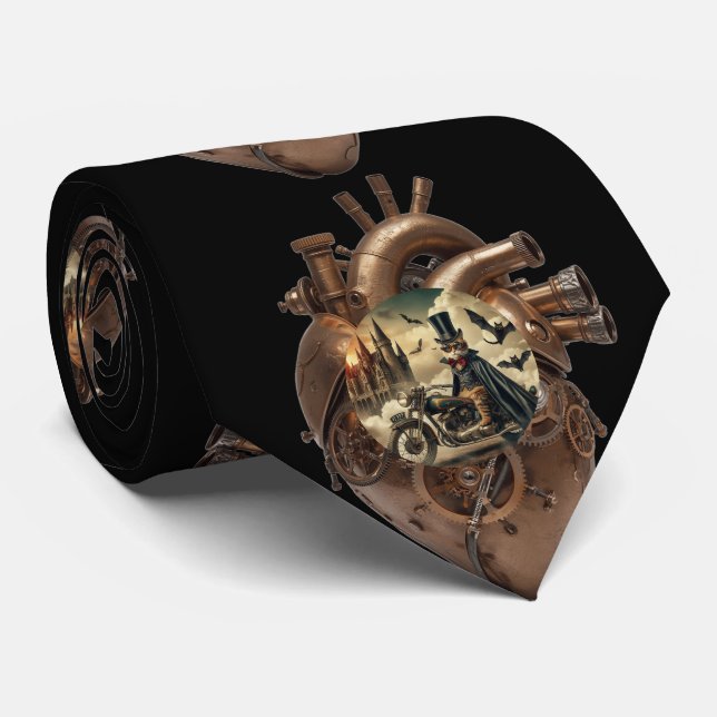Steam Heart, Cat Neck Tie (Rolled)