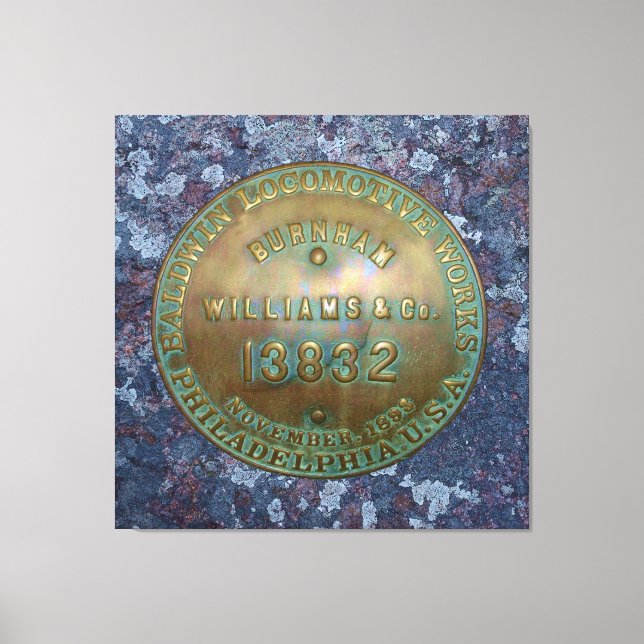 Steam locomotive builders plate canvas print (Front)