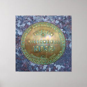 Steam locomotive builders plate canvas print
