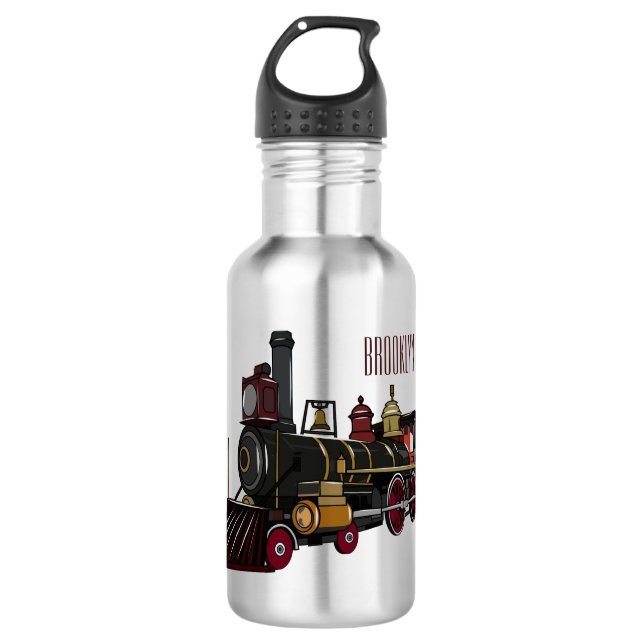 Steam locomotive cartoon illustration  532 ml water bottle (Front)