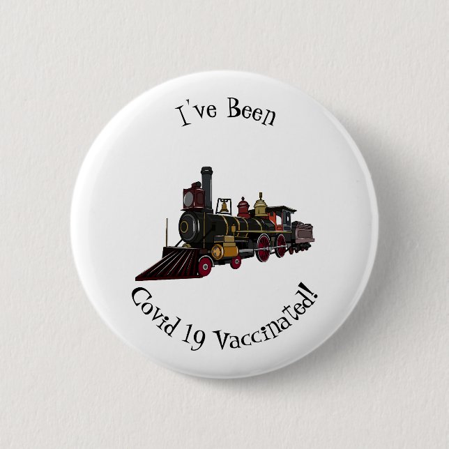 Steam locomotive cartoon illustration 6 cm round badge (Front)