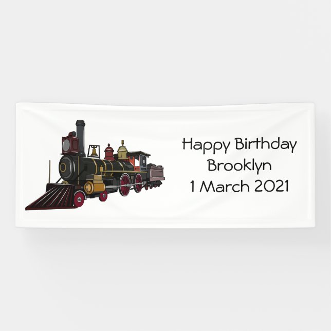Steam locomotive cartoon illustration  banner (Horizontal)