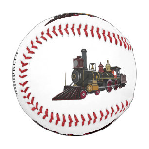 Steam locomotive cartoon illustration baseball