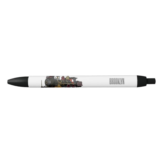 Steam locomotive cartoon illustration  black ink pen (Front)