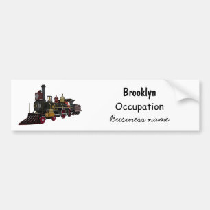 Steam locomotive cartoon illustration bumper sticker