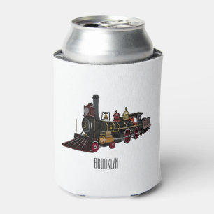 Steam locomotive cartoon illustration  can cooler