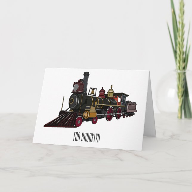 Steam locomotive cartoon illustration  card (Front)