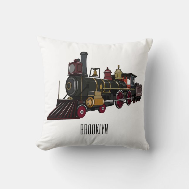 Steam locomotive cartoon illustration  cushion (Front)