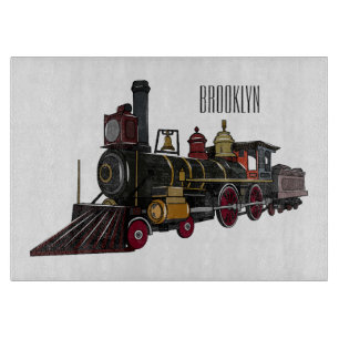 Steam locomotive cartoon illustration cutting board