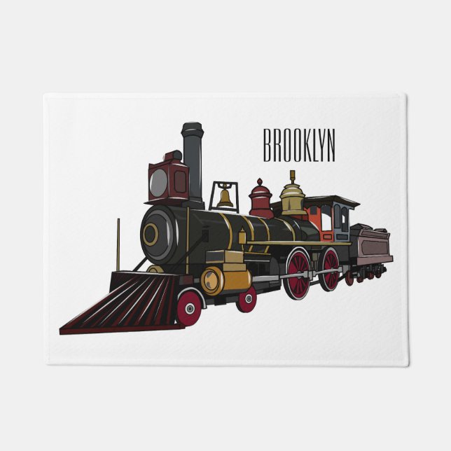 Steam locomotive cartoon illustration  doormat (Front)