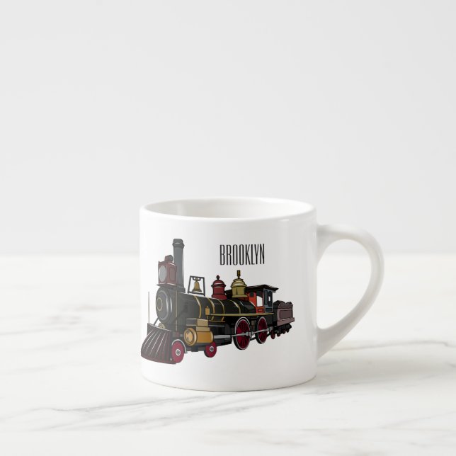 Steam locomotive cartoon illustration  espresso cup (Right)