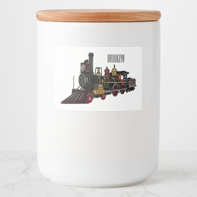 Steam locomotive cartoon illustration  food label (Front)