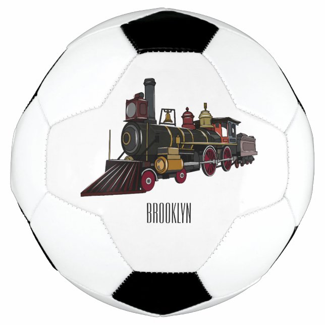 Steam locomotive cartoon illustration  football (Front)
