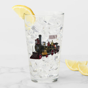 Steam locomotive cartoon illustration  glass