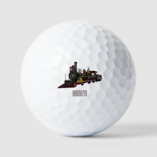 Steam locomotive cartoon illustration  golf balls