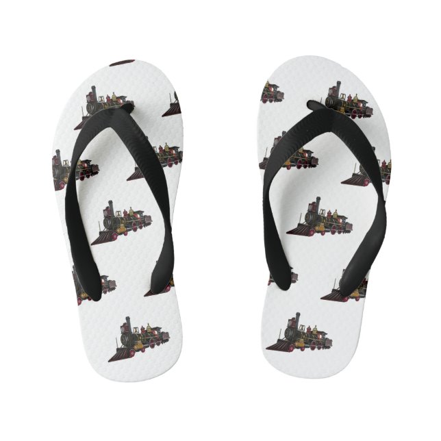 Steam locomotive cartoon illustration  kid's flip flops (Footbed)