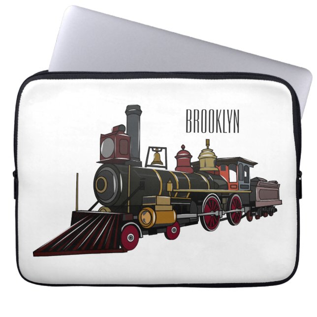 Steam locomotive cartoon illustration  laptop sleeve (Front)