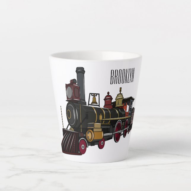 Steam locomotive cartoon illustration  latte mug (Front)
