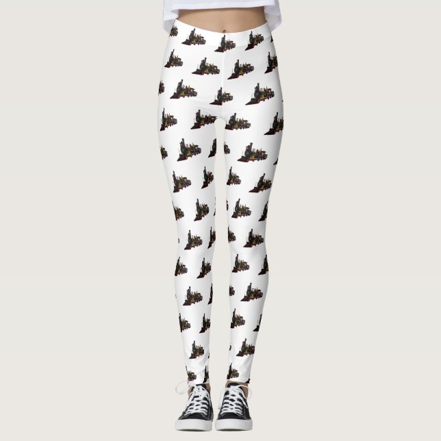 Steam locomotive cartoon illustration  leggings (Front)