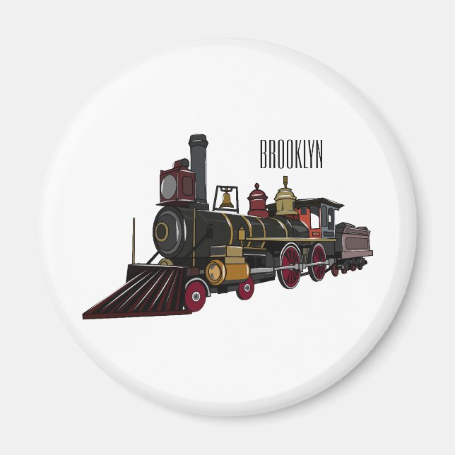 Steam locomotive cartoon illustration  magnet (Front)