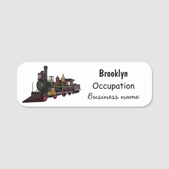 Steam locomotive cartoon illustration  name tag (Front)