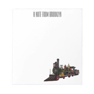 Steam locomotive cartoon illustration notepad