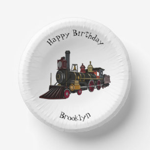 Steam locomotive cartoon illustration paper plate