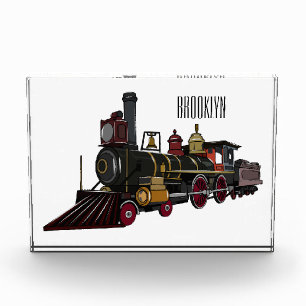 Steam locomotive cartoon illustration photo block