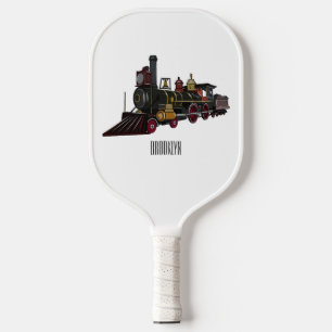 Steam locomotive cartoon illustration pickleball paddle