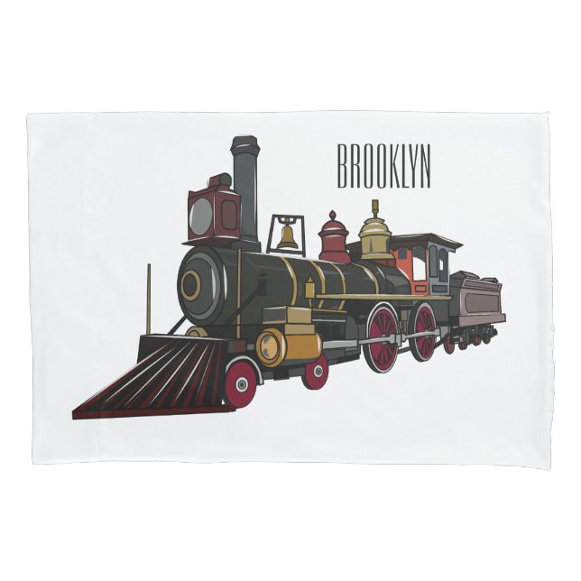 Steam locomotive cartoon illustration  pillowcase (Front)