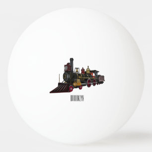 Steam locomotive cartoon illustration ping pong ball