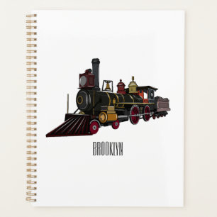 Steam locomotive cartoon illustration planner