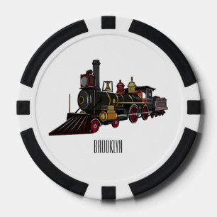 Steam locomotive cartoon illustration poker chips