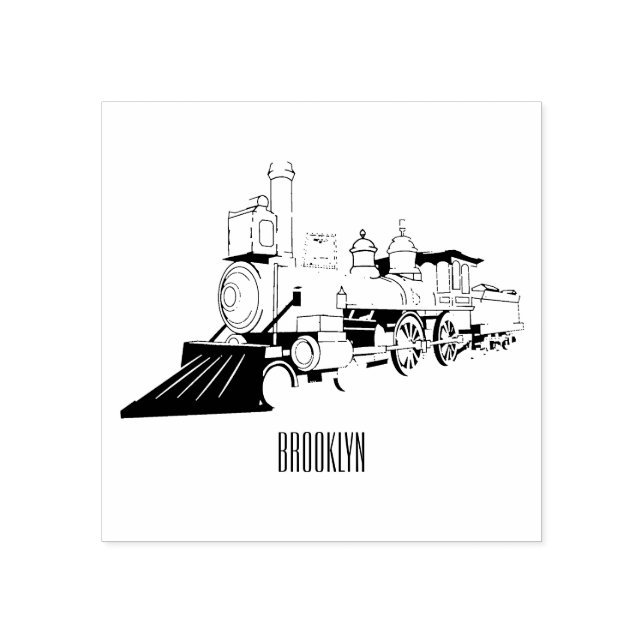 Steam locomotive cartoon illustration rubber stamp (Imprint)