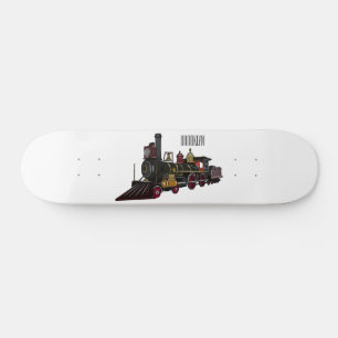 Steam locomotive cartoon illustration  skateboard