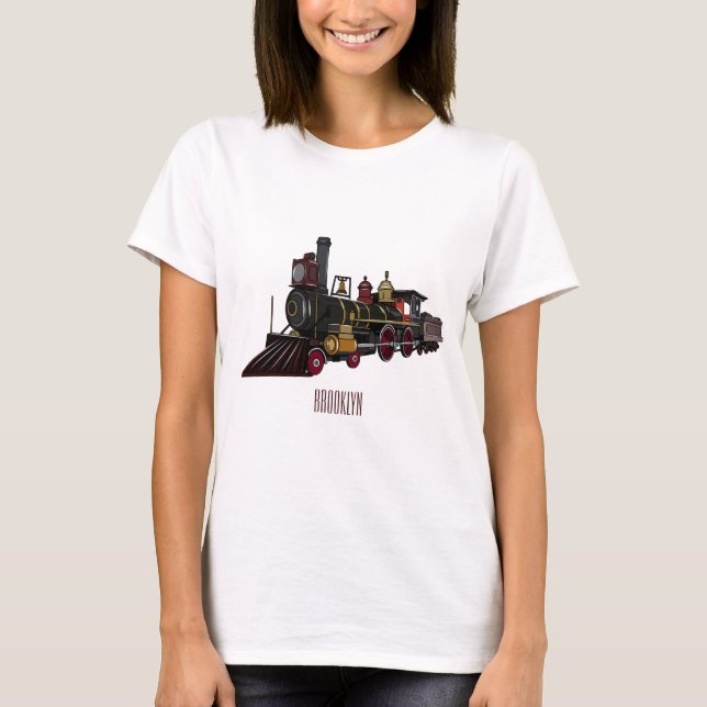 Steam locomotive cartoon illustration  T-Shirt (Front)