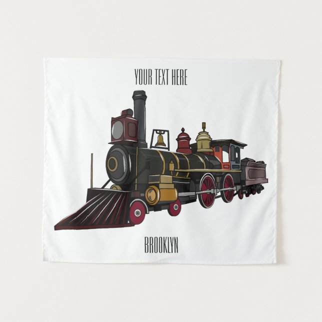Steam locomotive cartoon illustration  tapestry (Front (Horizontal))