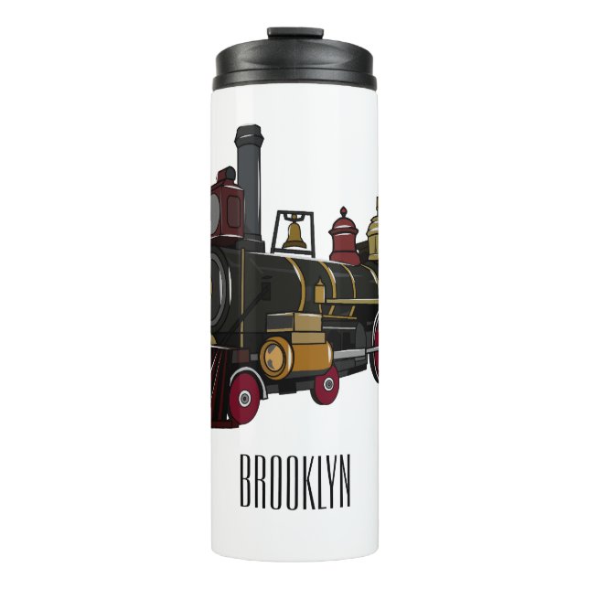 Steam locomotive cartoon illustration  thermal tumbler (Front)